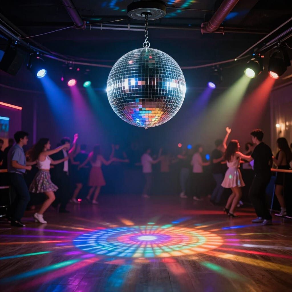 Disco Ball Dance Room with Flashing Colored Lights