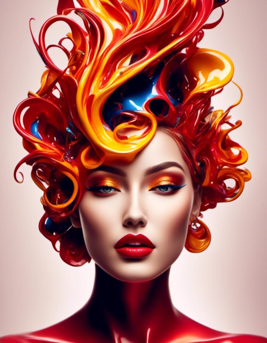 Liquid Portrait of a Beautiful Girl in HDR