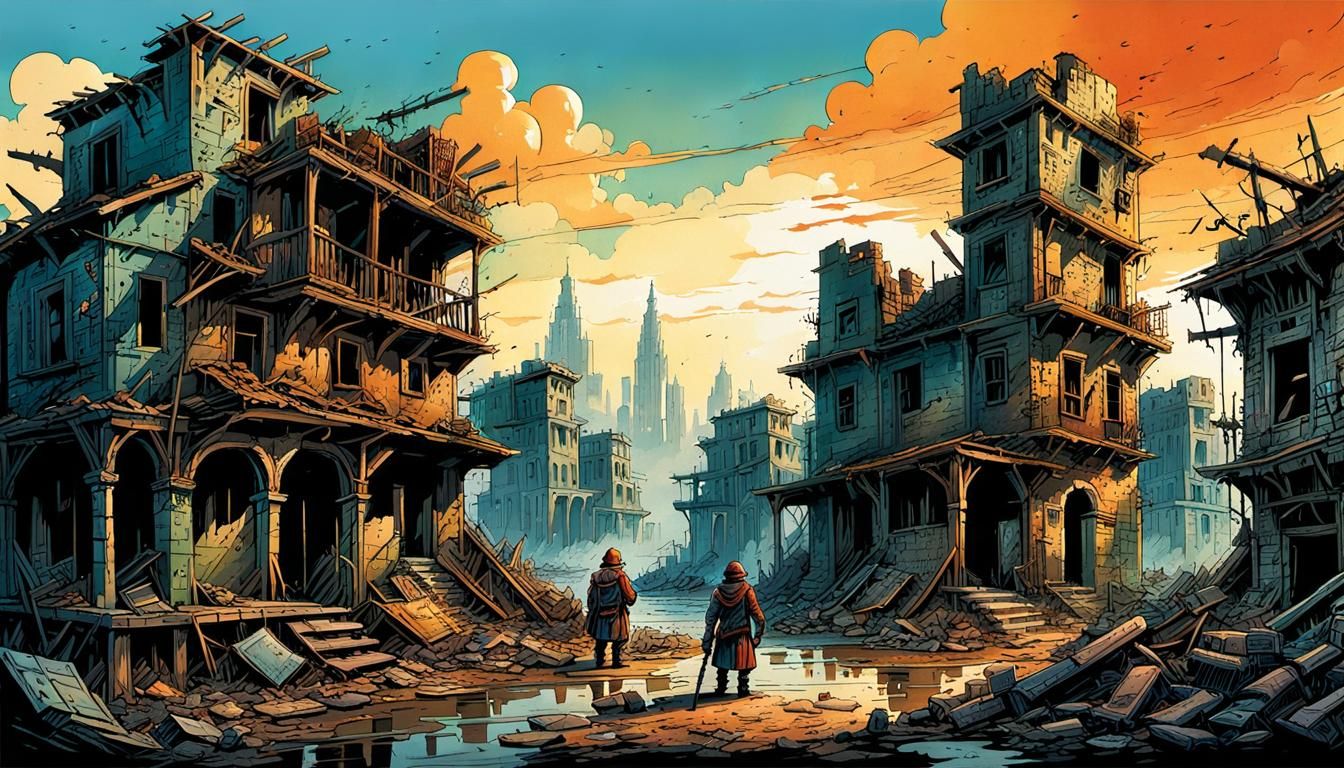 Naive Art: Medieval City to Dystopian Ruins