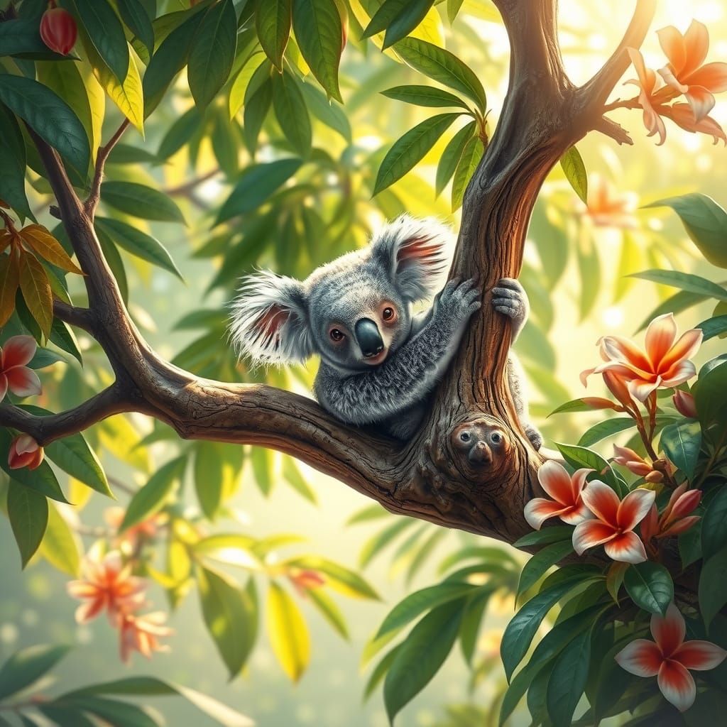 Koala in Lush Jungle Habitat