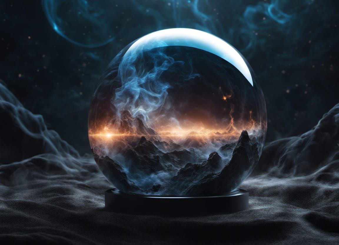 Cosmic Landscape Inside Glass Sphere with CGI Effects