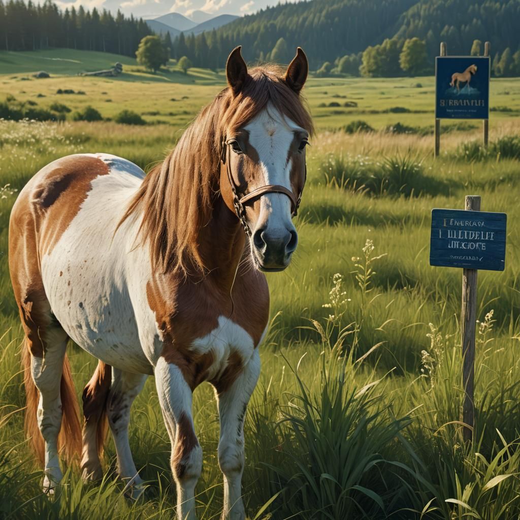 Horse in Summer Meadow: Fantastical Matte Painting