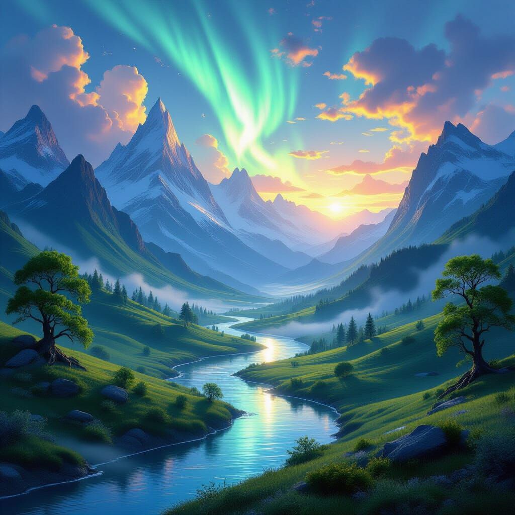 Majestic Fantasy Landscape at Dawn