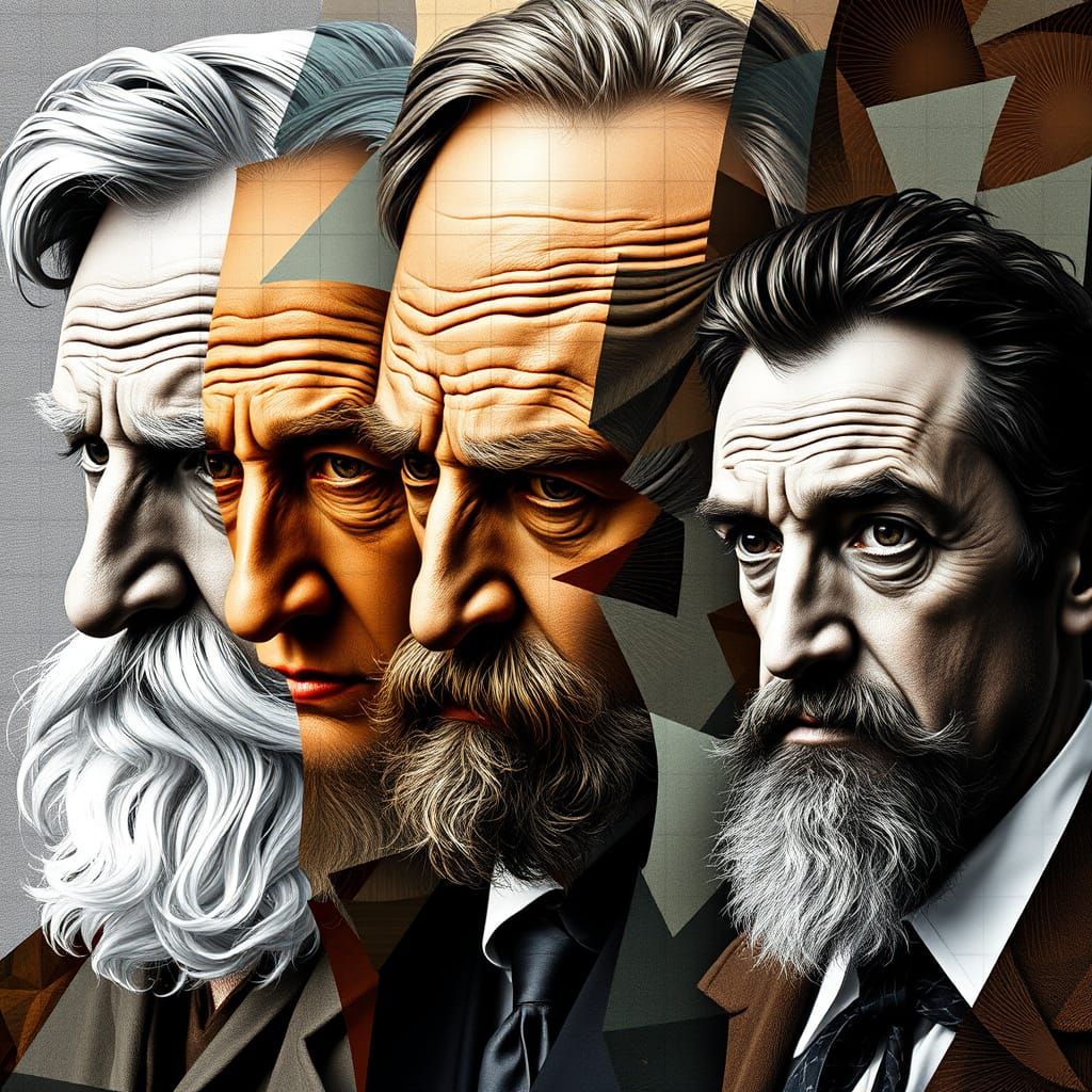 Literary Giants: Hyperrealistic Digital Art Mosaic