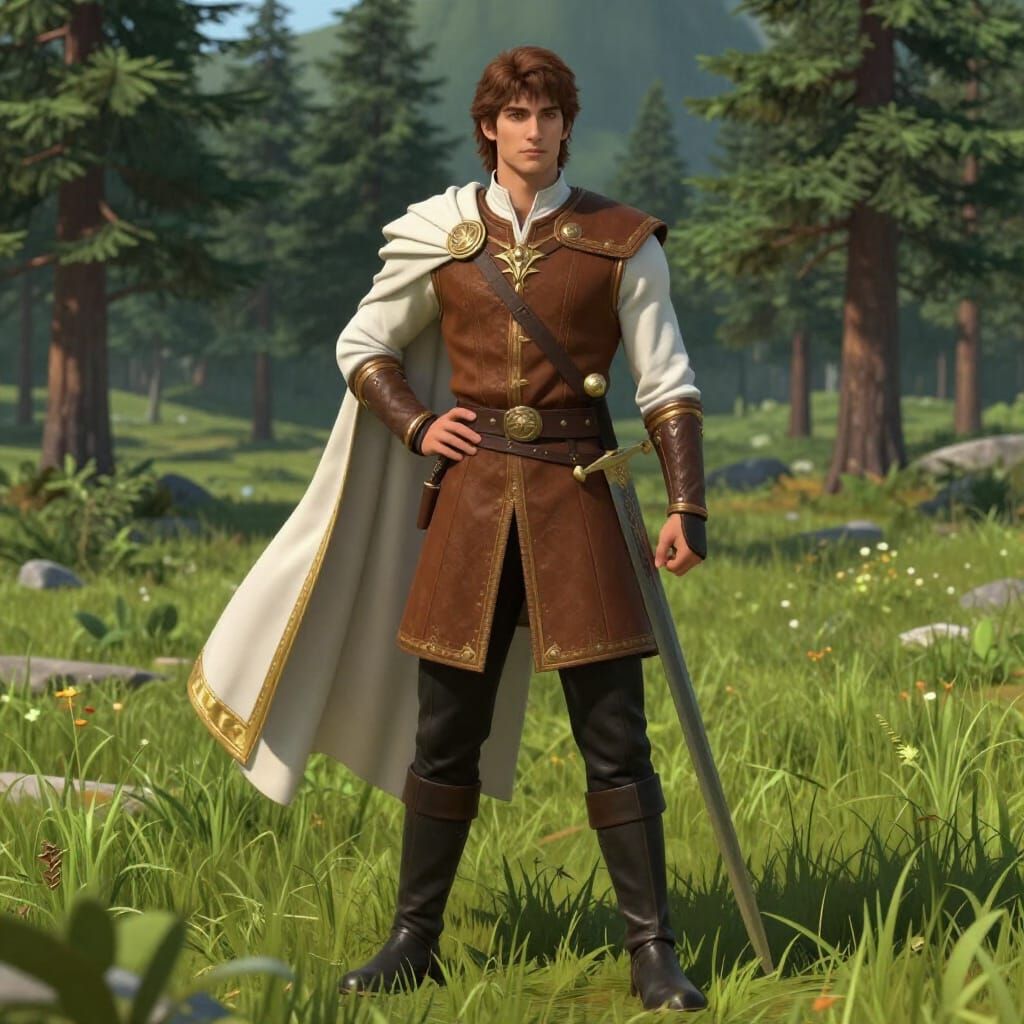 Young King in Fantasy Realm, Detailed Matte Painting