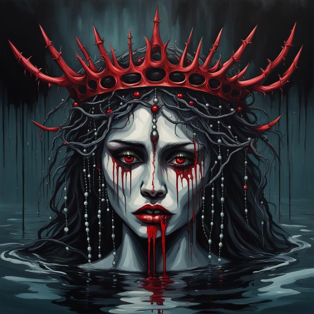 Demonic Water Figure with Pearl Crown
