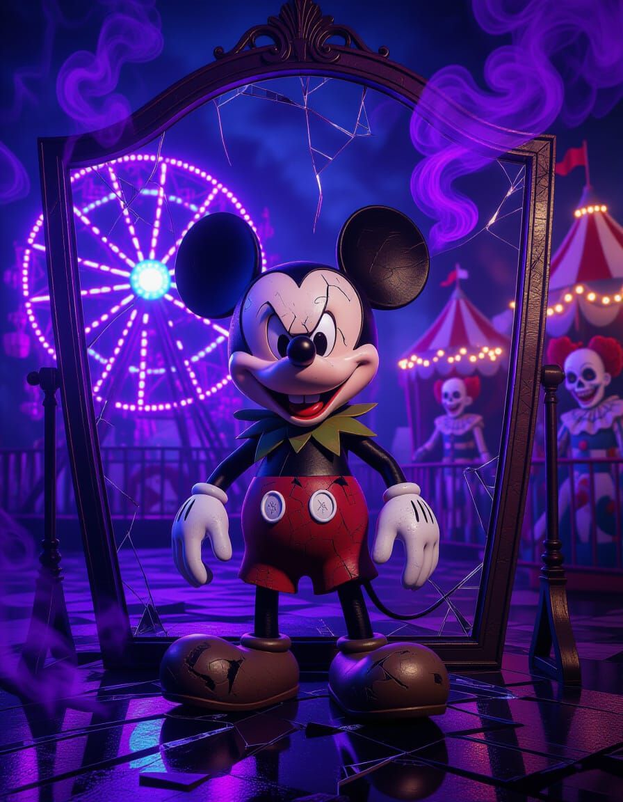 Haunted Mickey in Carnival Mirror Maze