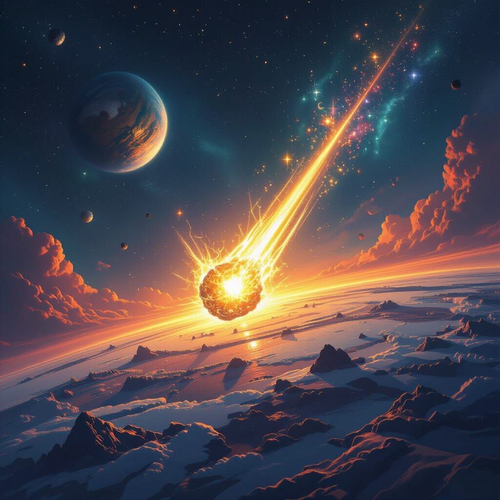 Meteorite Impacts Fantastical Planet in 8K