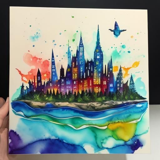Surreal Alcohol Ink Interpretation of 'Oh, the Places!'
