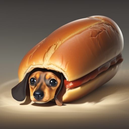 Dachshund Dog Inside a Hotdog Bun Concept Art