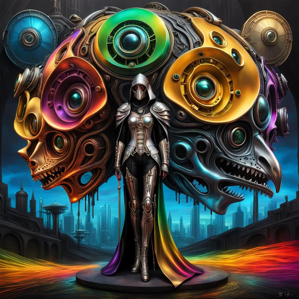 Cyberpunk Plague Doctor in Reflective Armor