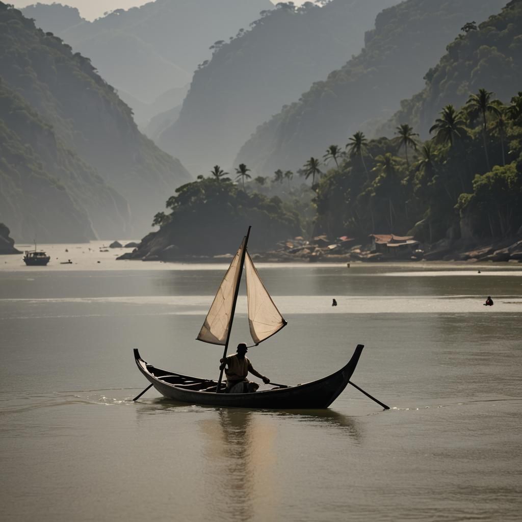 Ethereal Barge Navigating the Underworld's Murky Waters