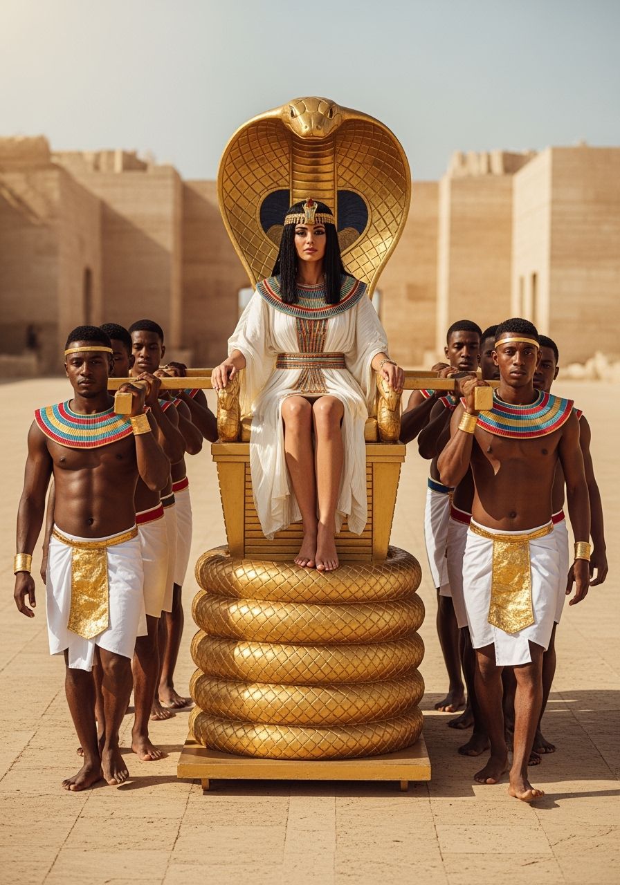 Majestic Egyptian Queen on Cobra Throne