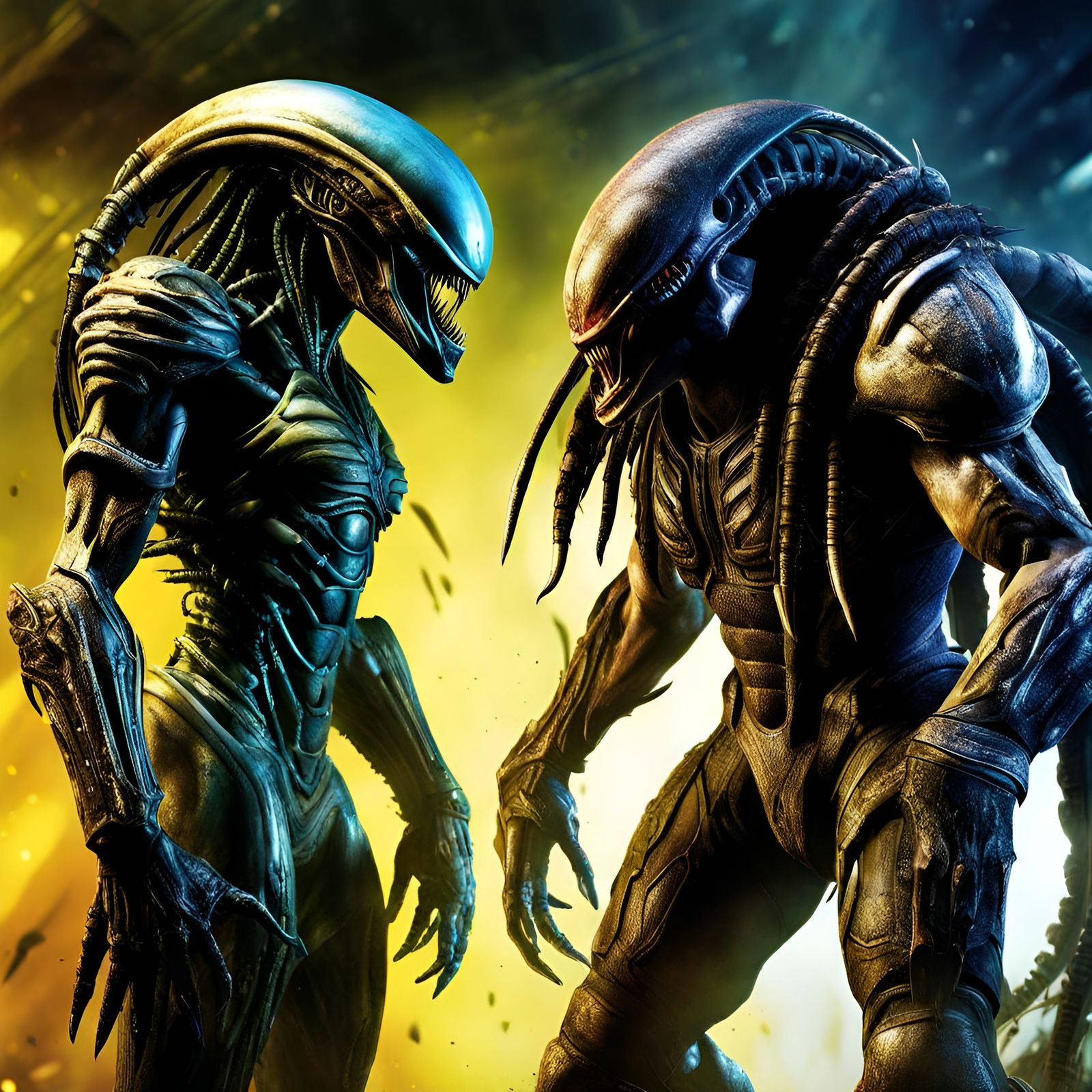 Hyperrealistic Aliens vs Predator Concept Art