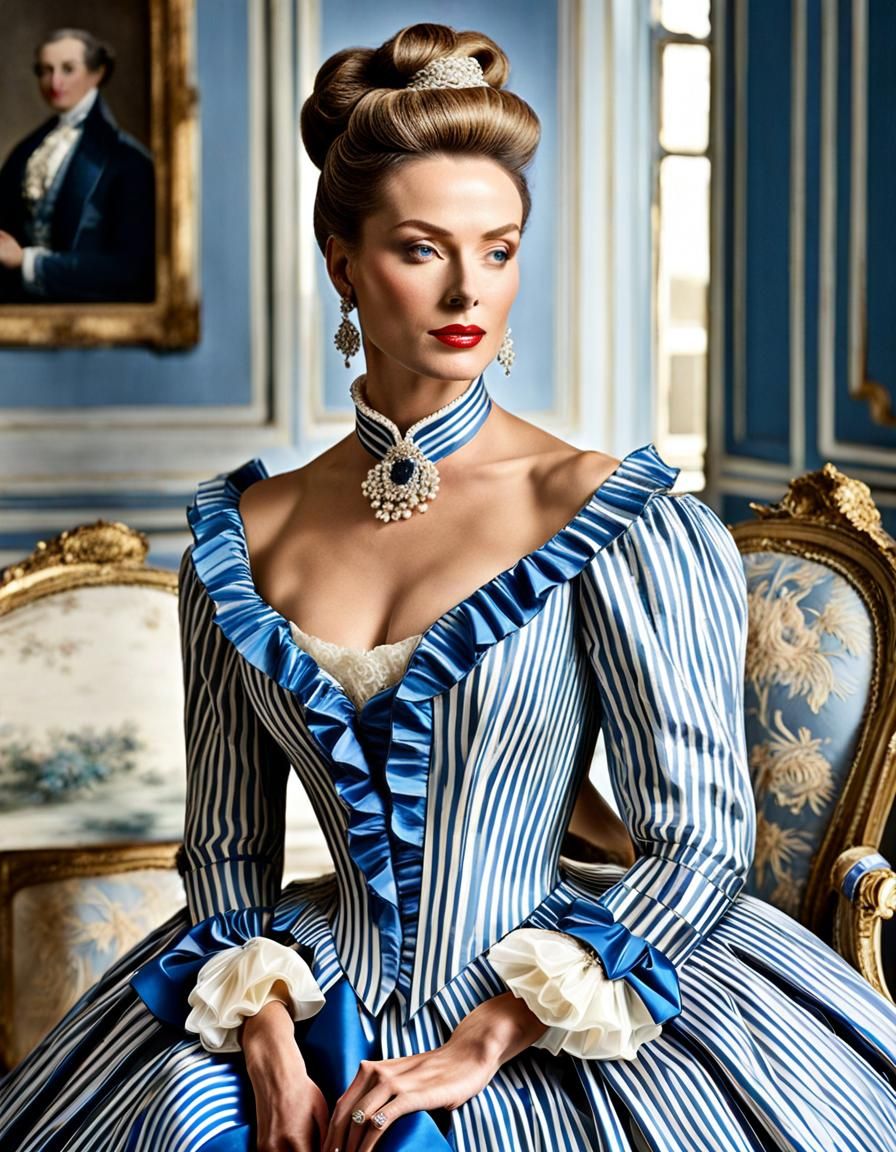 Elegant Bourgeoise in Jouy Boudoir, Storybook Illustration