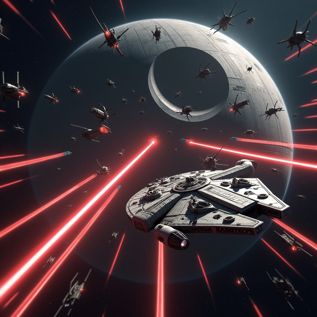 Epic Star Wars Space Battle Near the Death Star
