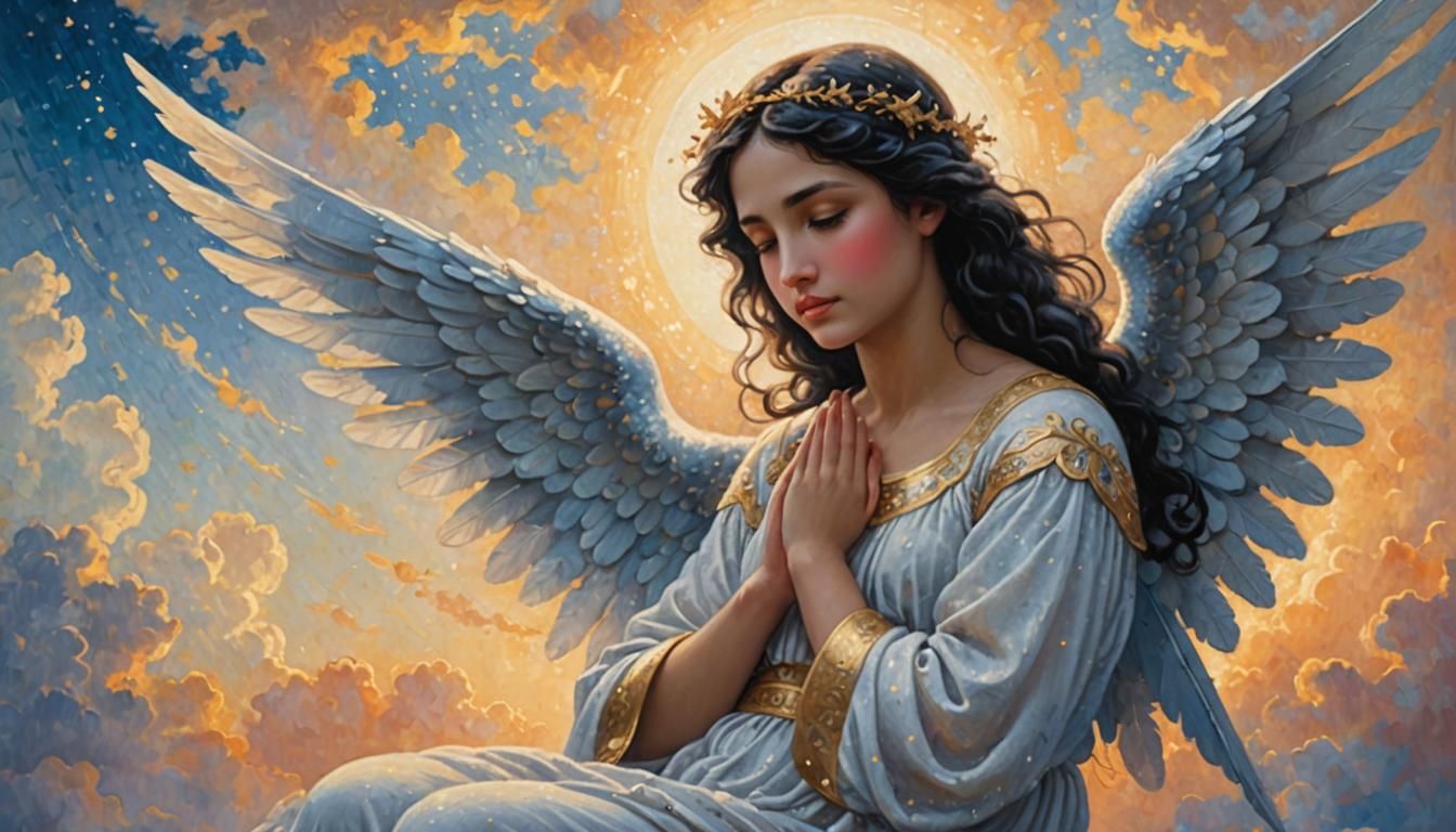 Renaissance Angel in Pointillism Style