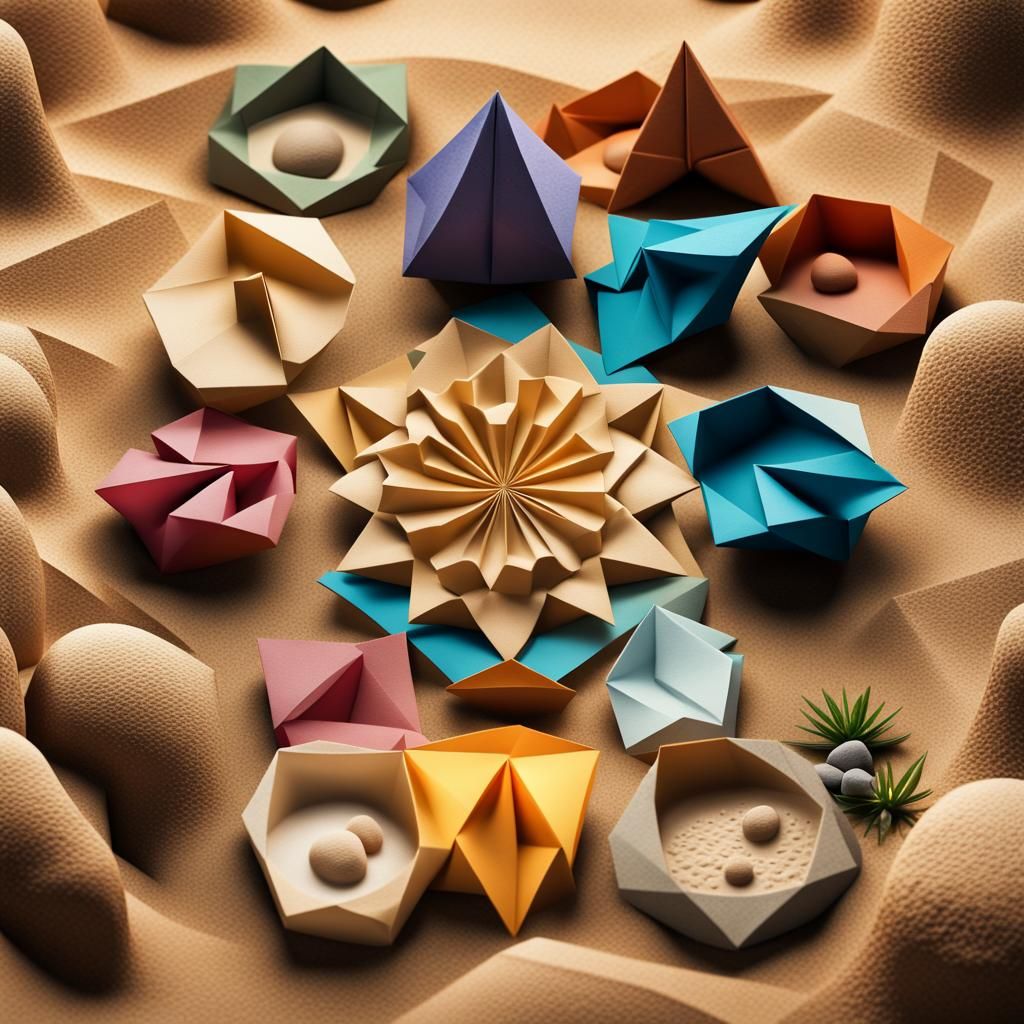 Origami Zen Garden with Egyptian City