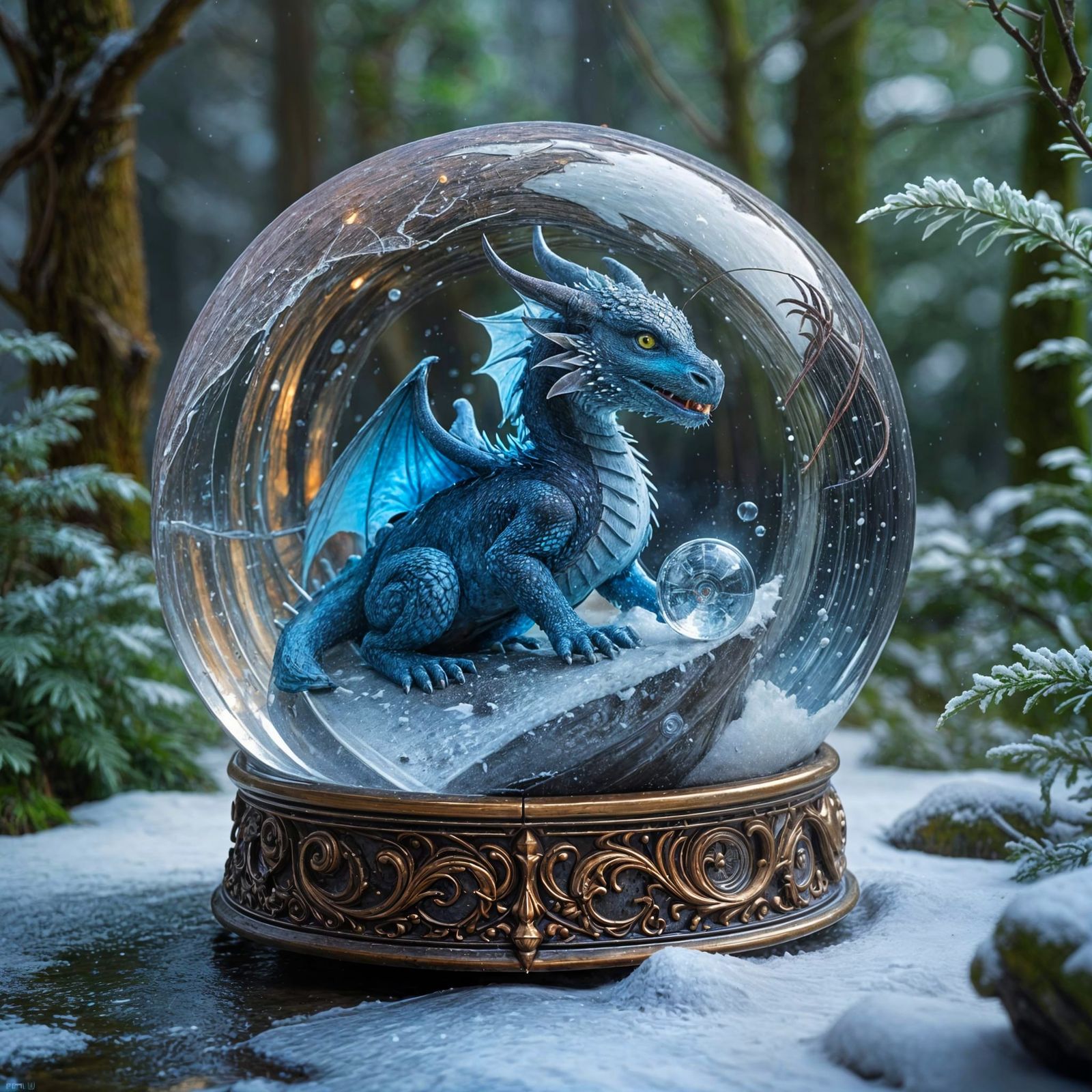 Whimsical Baby Dragon in Crystal Ball