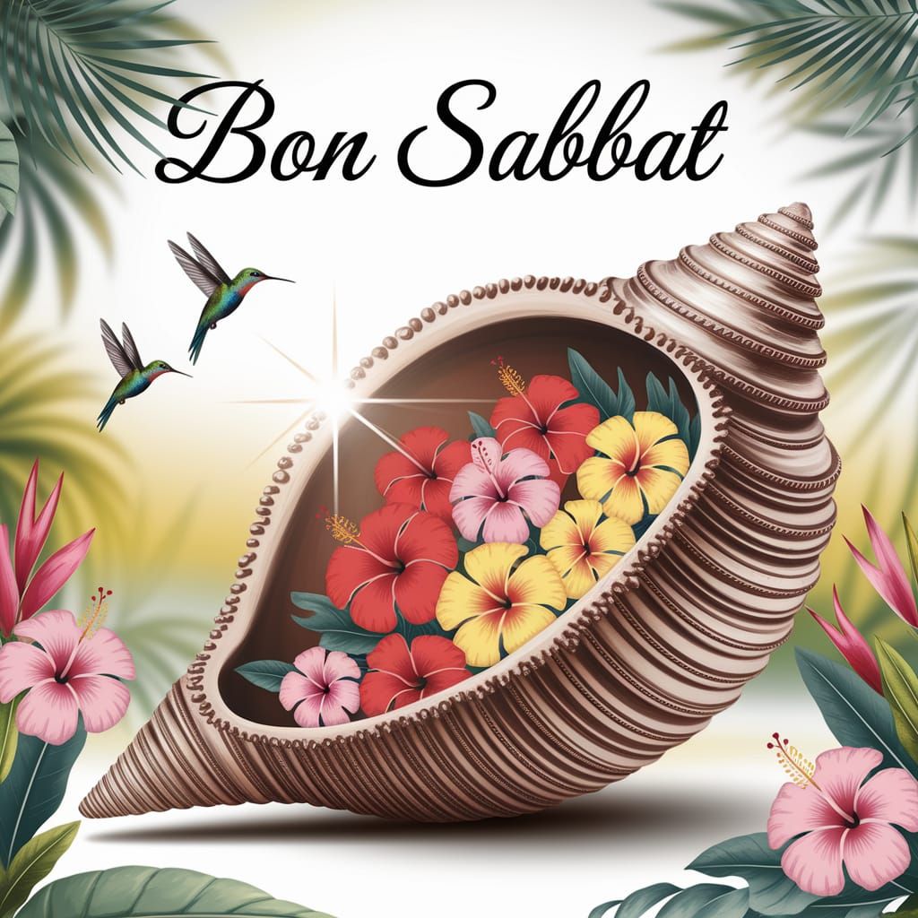 A Majestic Conch Shell Blooms with Tropical Beauty in Vibran...