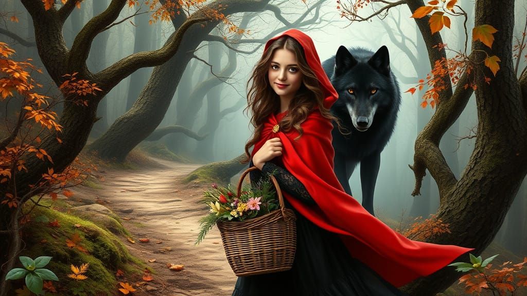 Mystical Forest Encounter in Dreamlike Style