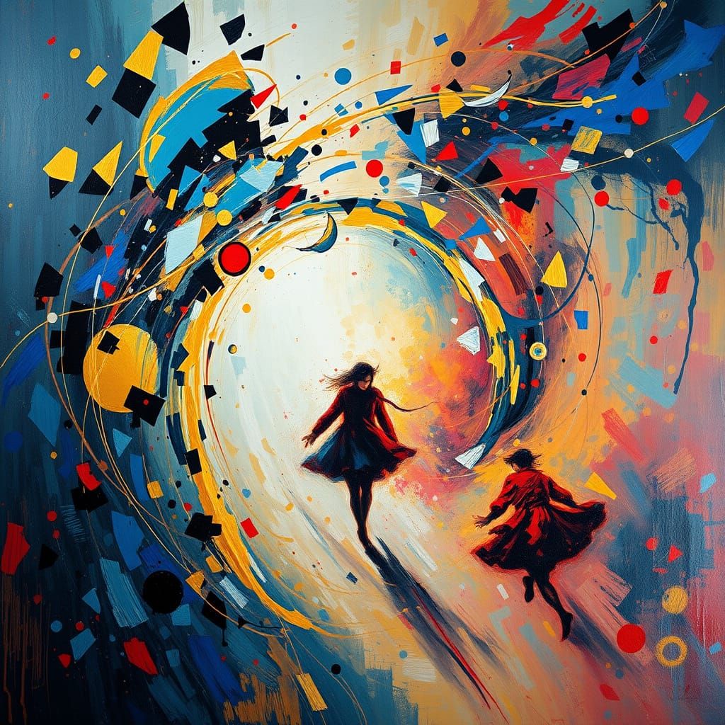 Ephemeral Time Travel in Vibrant Abstract Expressionist Styl...