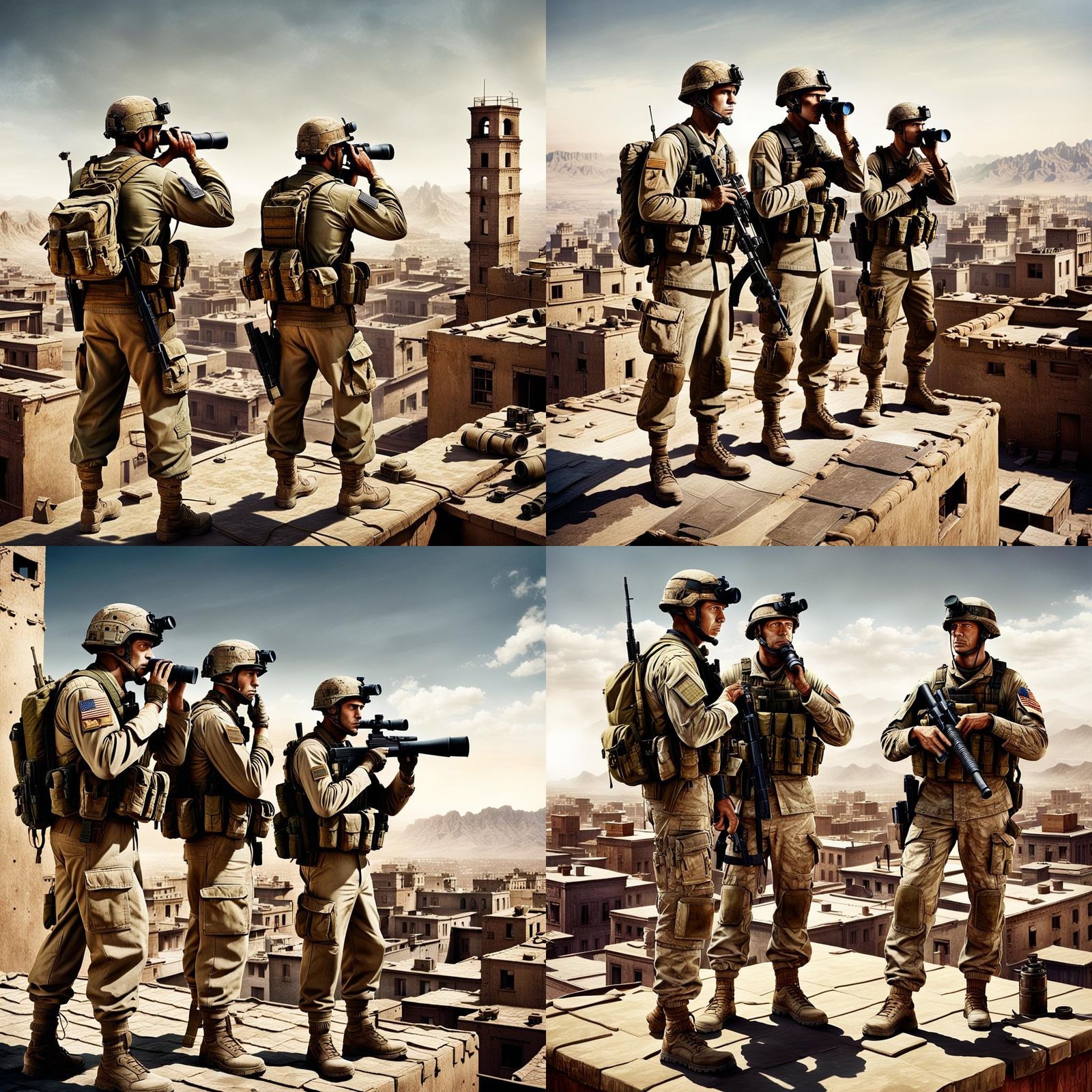 Soldiers Observe Market, Detailed Matte Painting