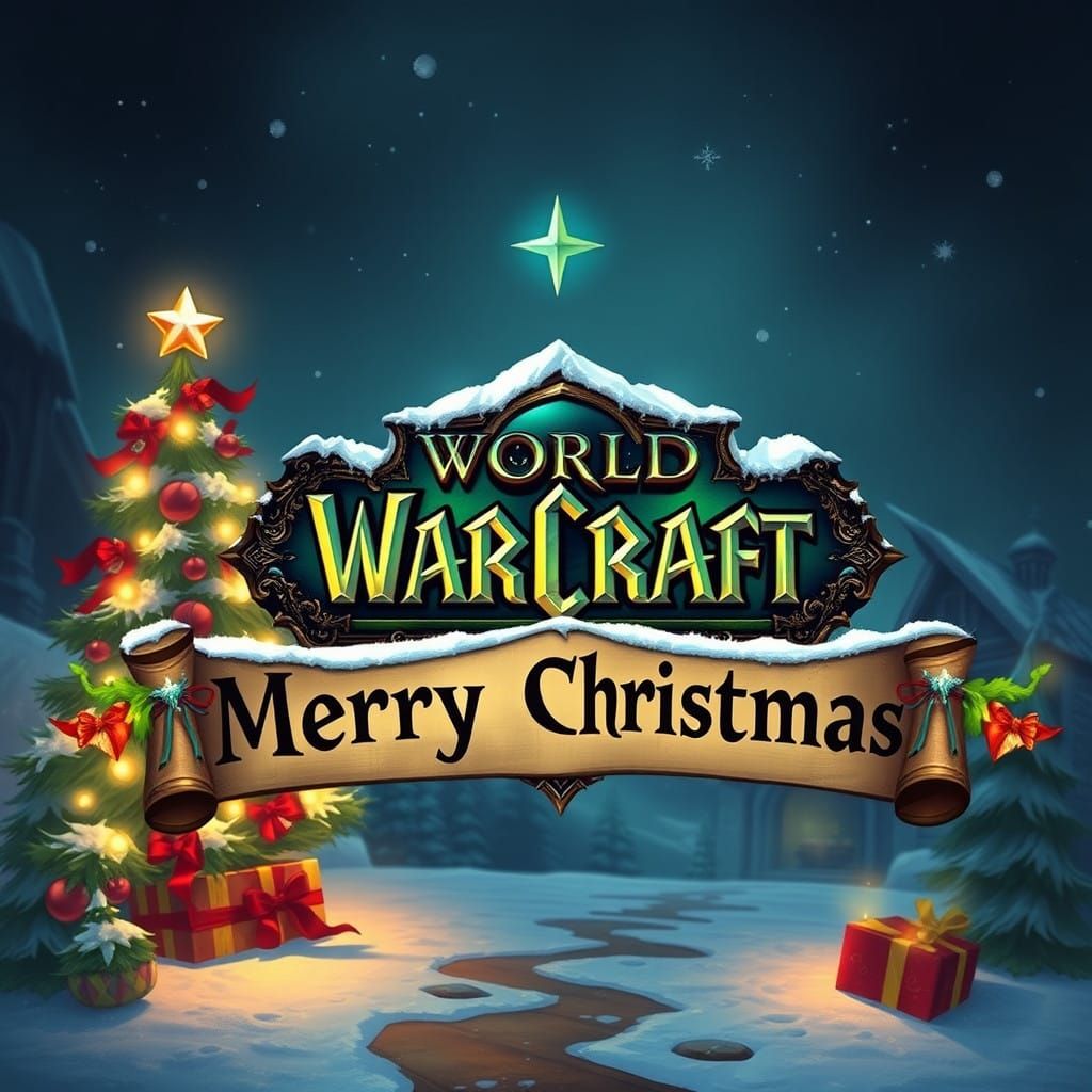 Fantastical Warcraft Christmas Celebration with Vibrant Holi...