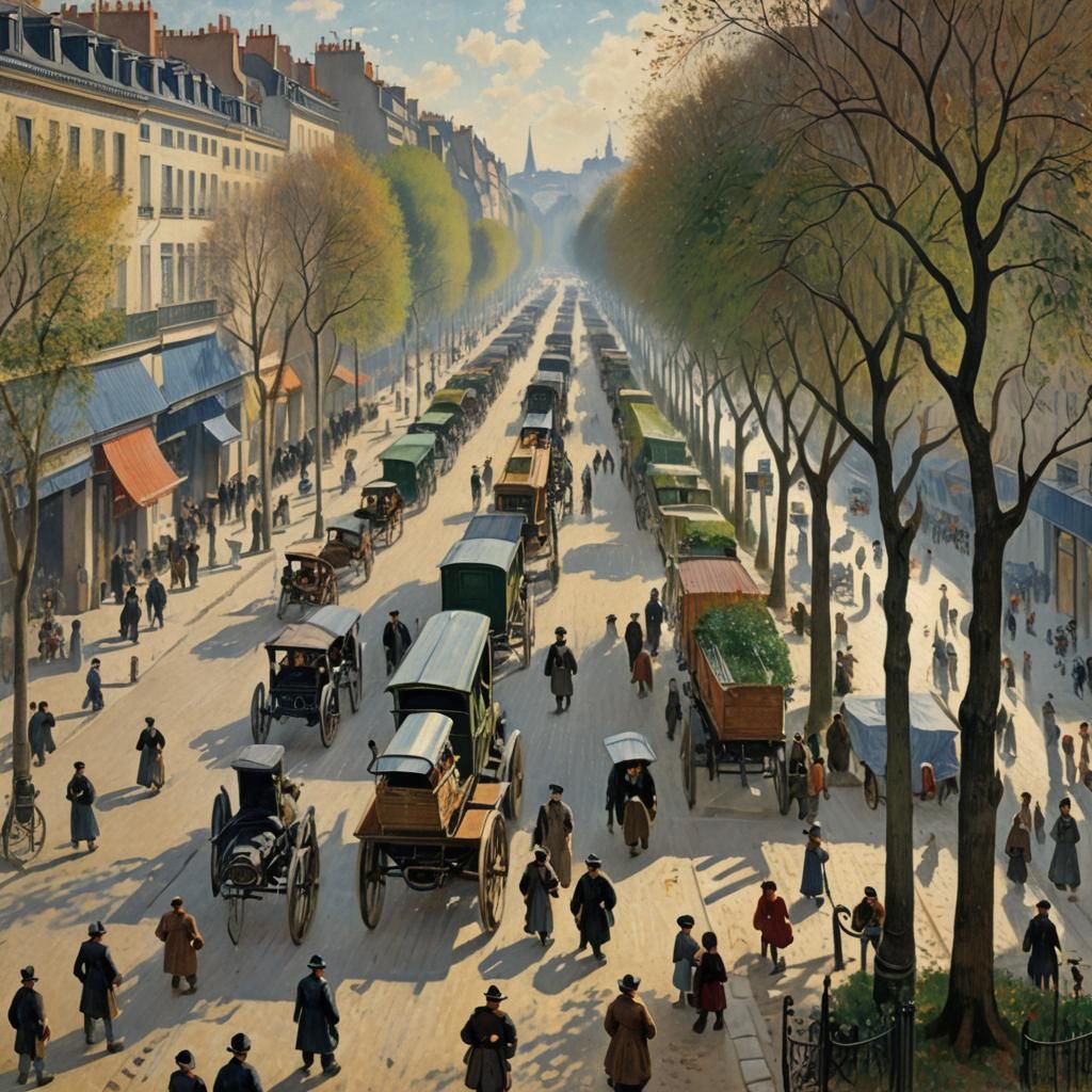 Pissarro Style: Boulevard des Italiens in Sunlight
