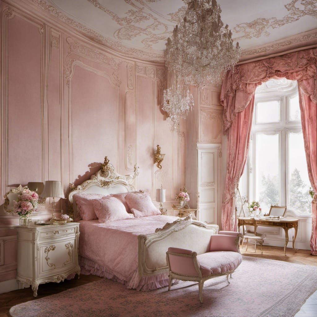 Rococo Royal Bedroom with Flowers and Open Window