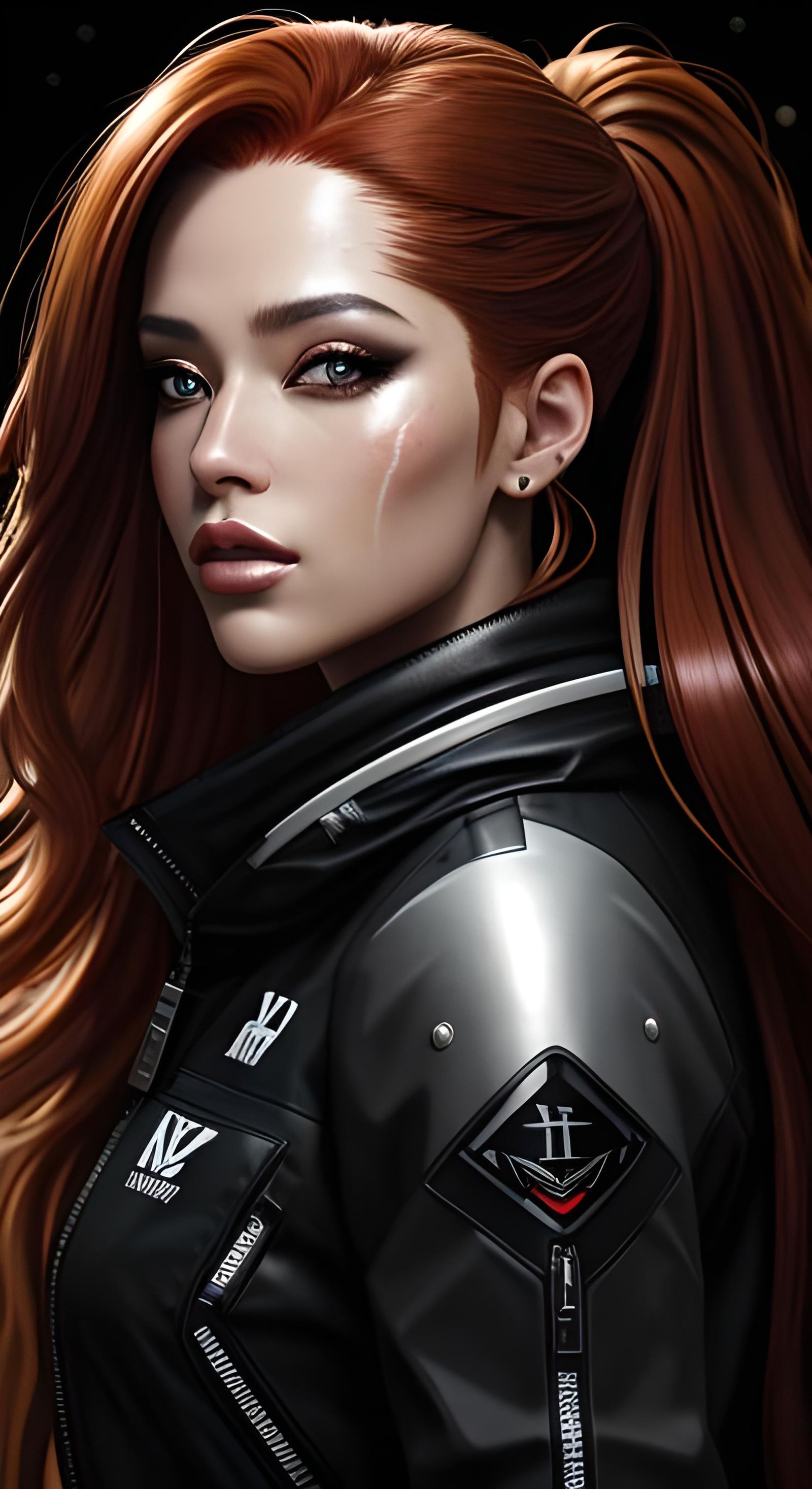 Auburn Haired Woman in Tactical Gear, Graffiti Art