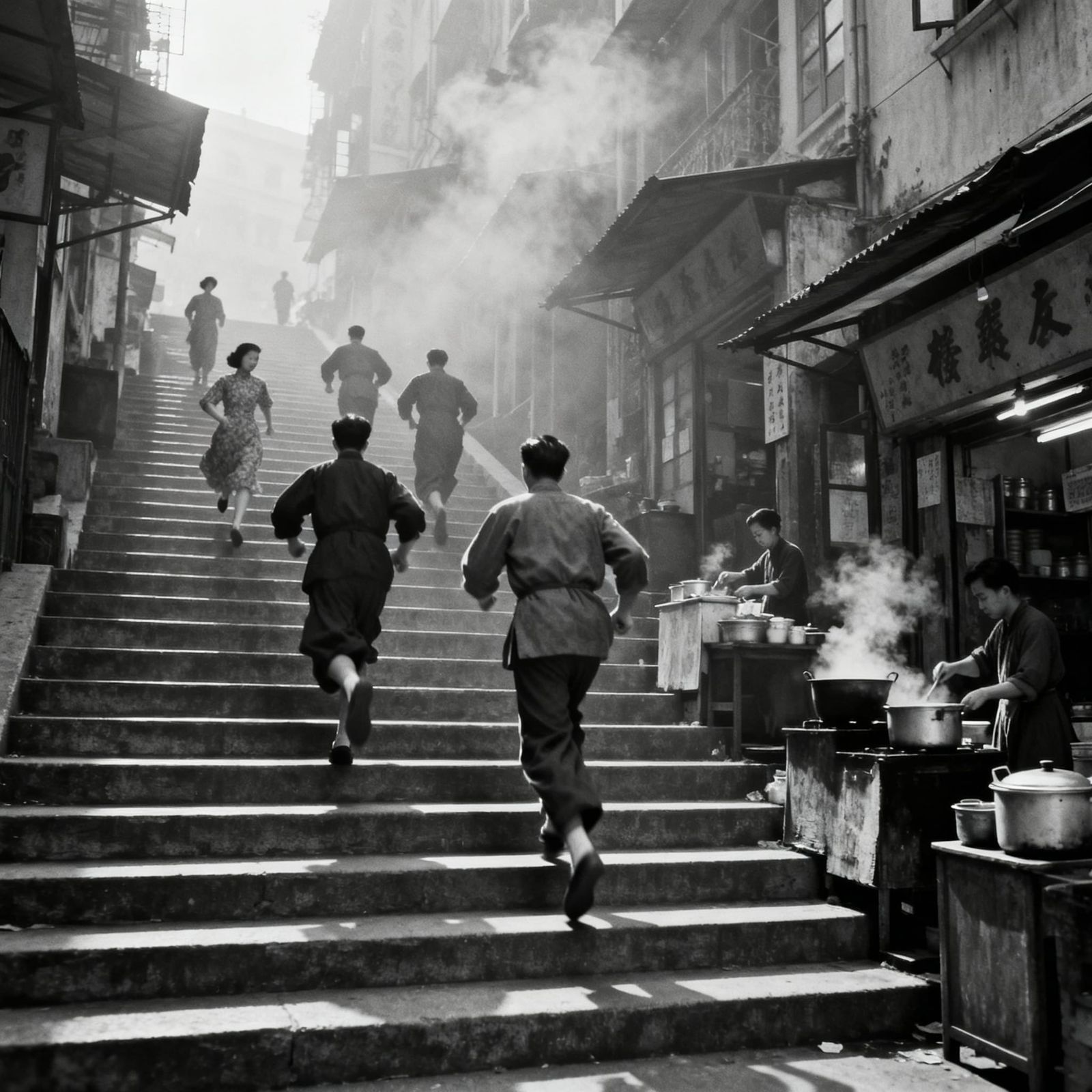 1930s Hong Kong Street Scene: A Grainy Photo