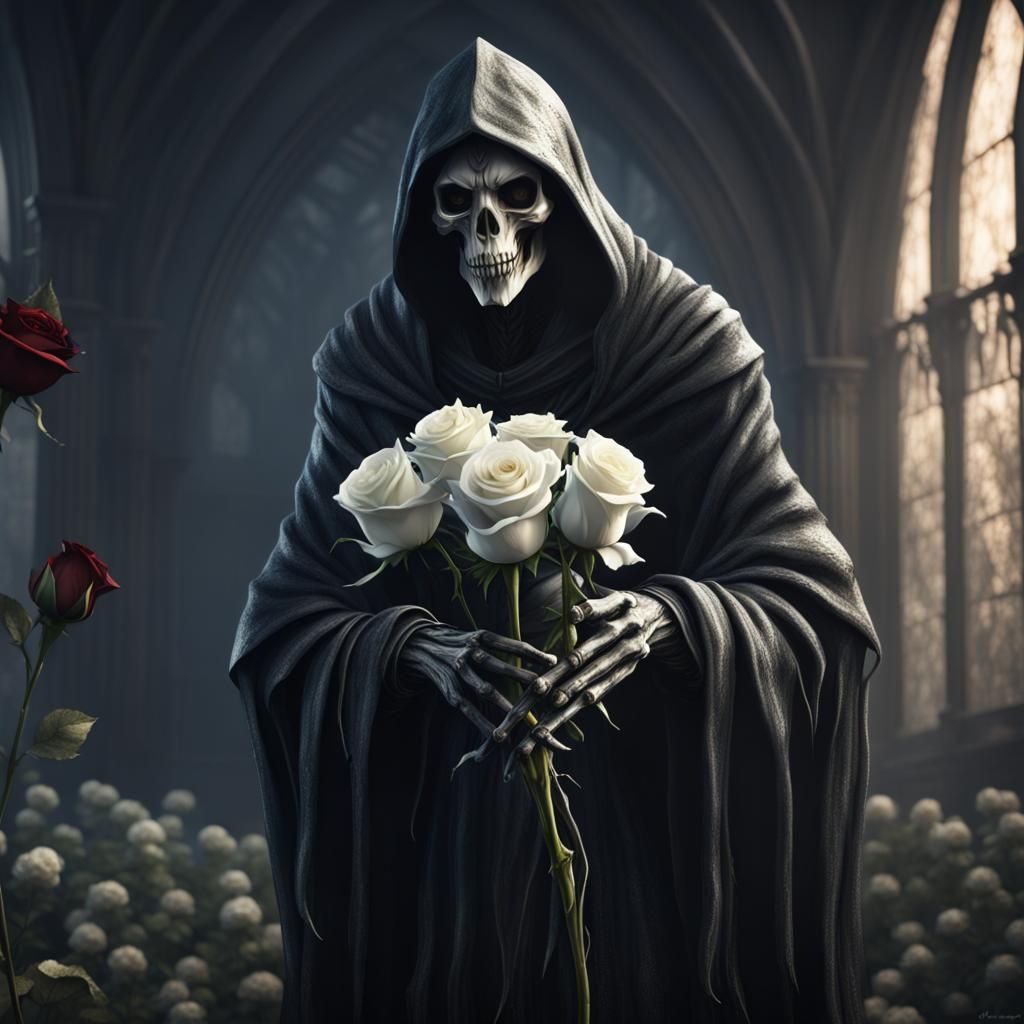 Grim Reaper with Rose: Detailed Matte Painting