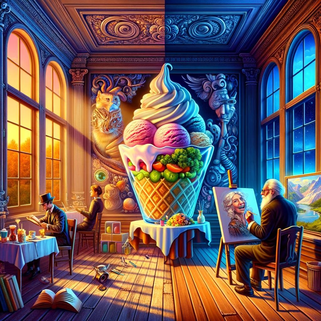 Day and Night Room: A Hyperrealistic Scene