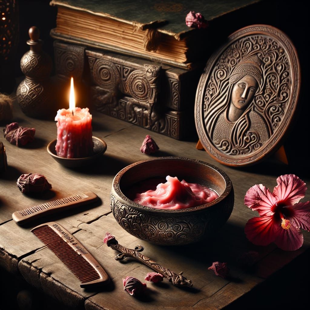Medieval Hibiscus Hair Mask Still Life