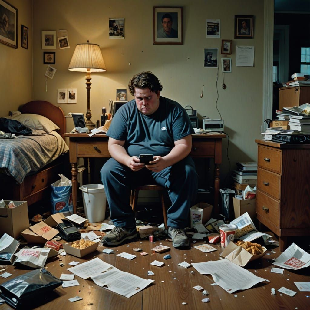 Teenage Boy in a Junk Food Fueled Slumber