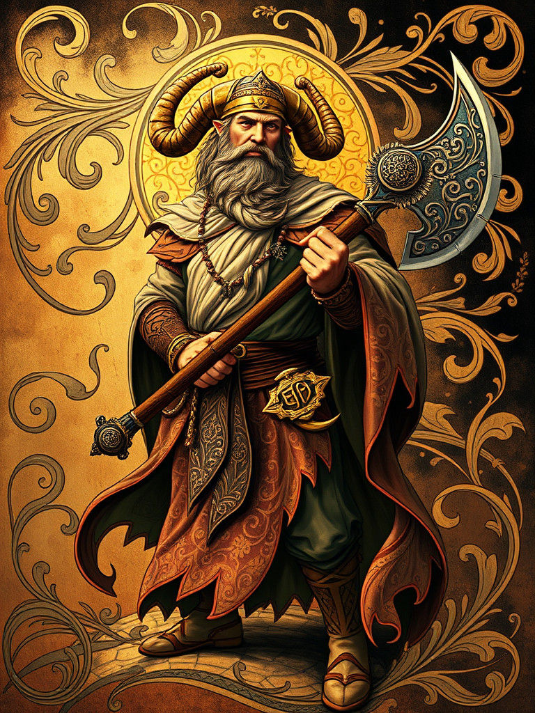 Dwarf Warrior in Art Nouveau Style