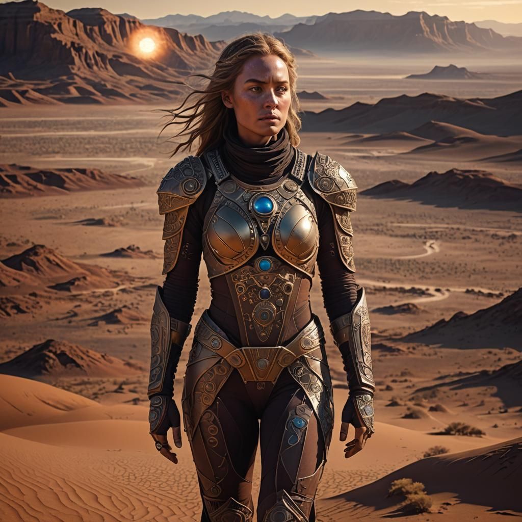 Fremen Woman in Stillsuit on Desert Planet