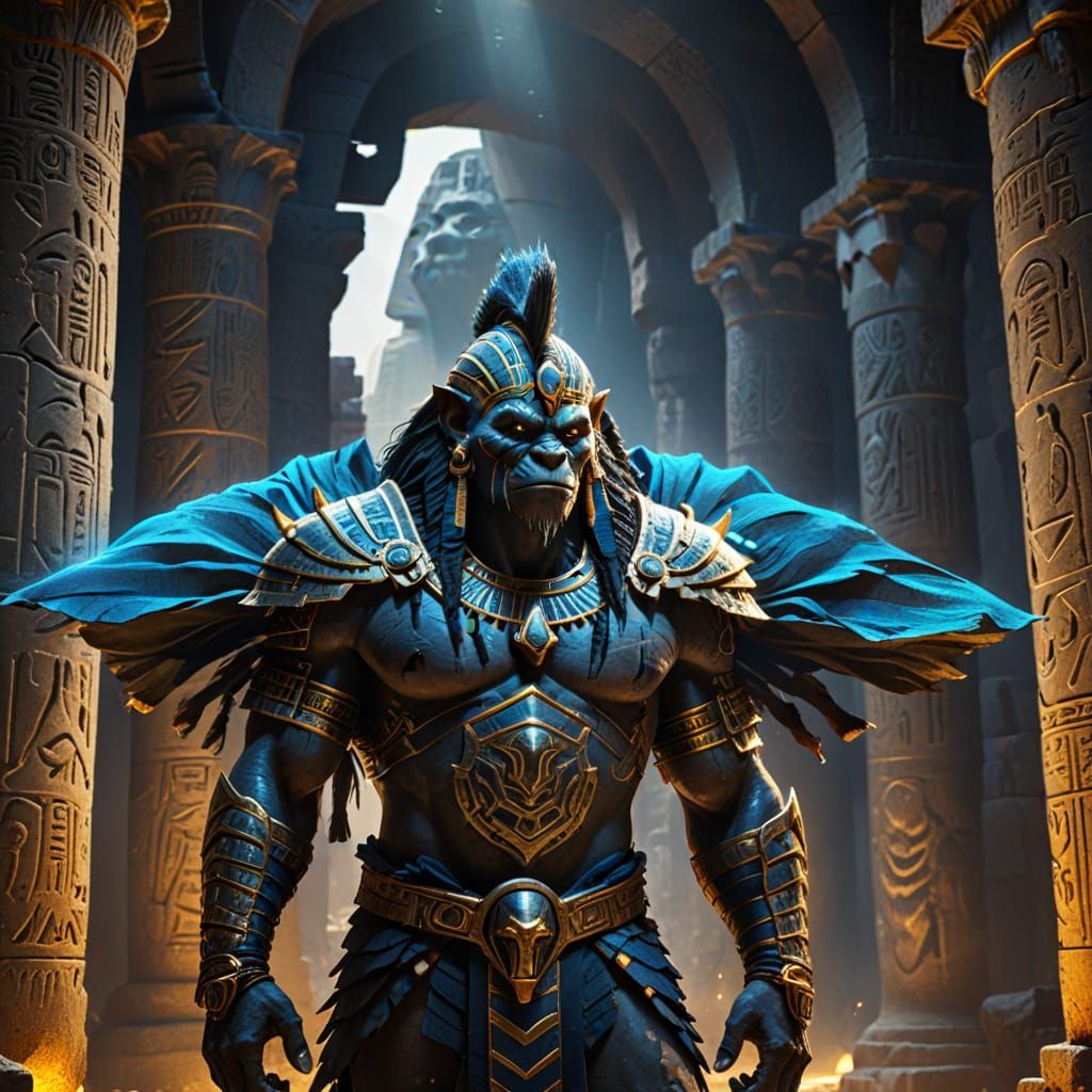 Egyptian Troll in Ancient Ruins: Fantasy Concept Art