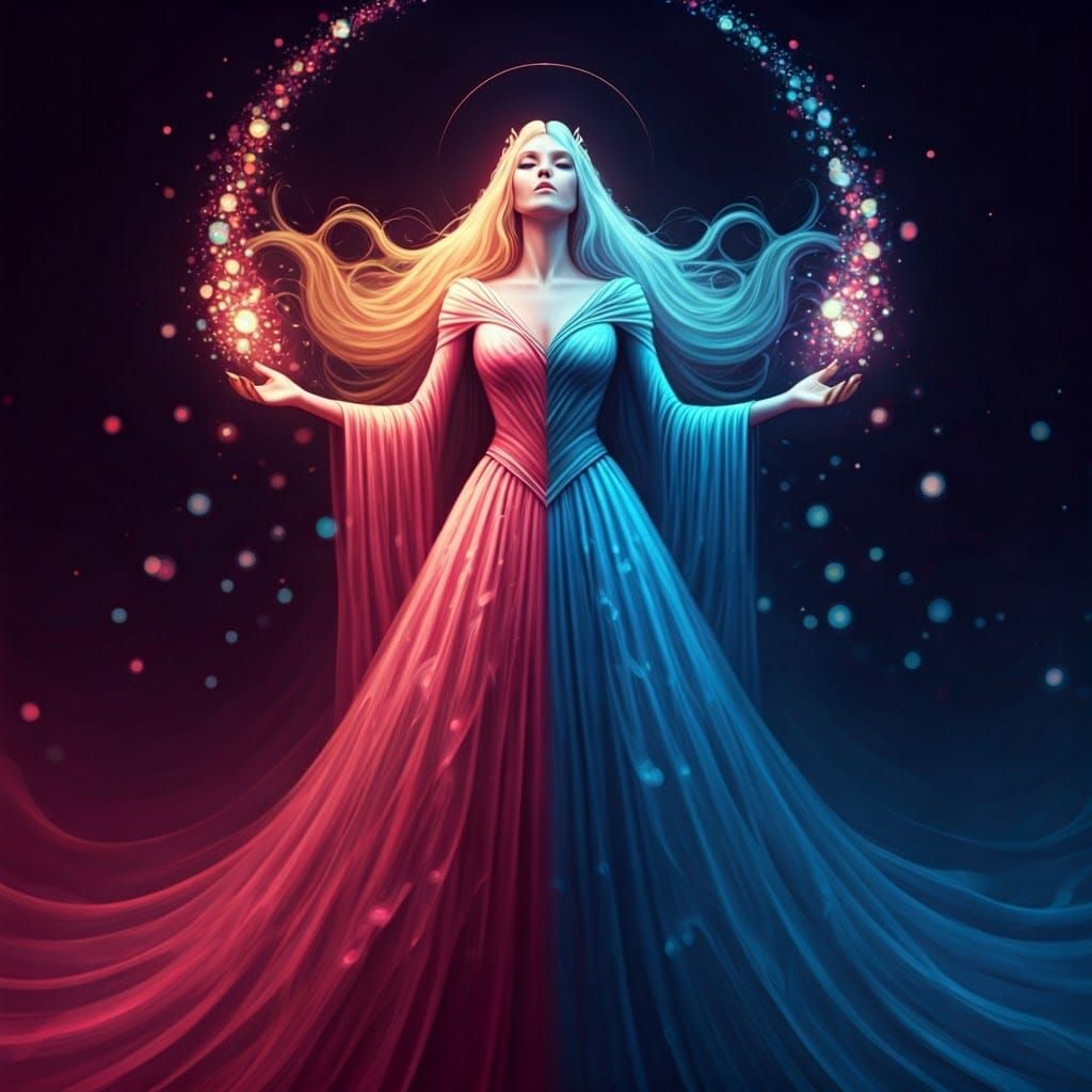 Ethereal Sorceress in Luminous Gown