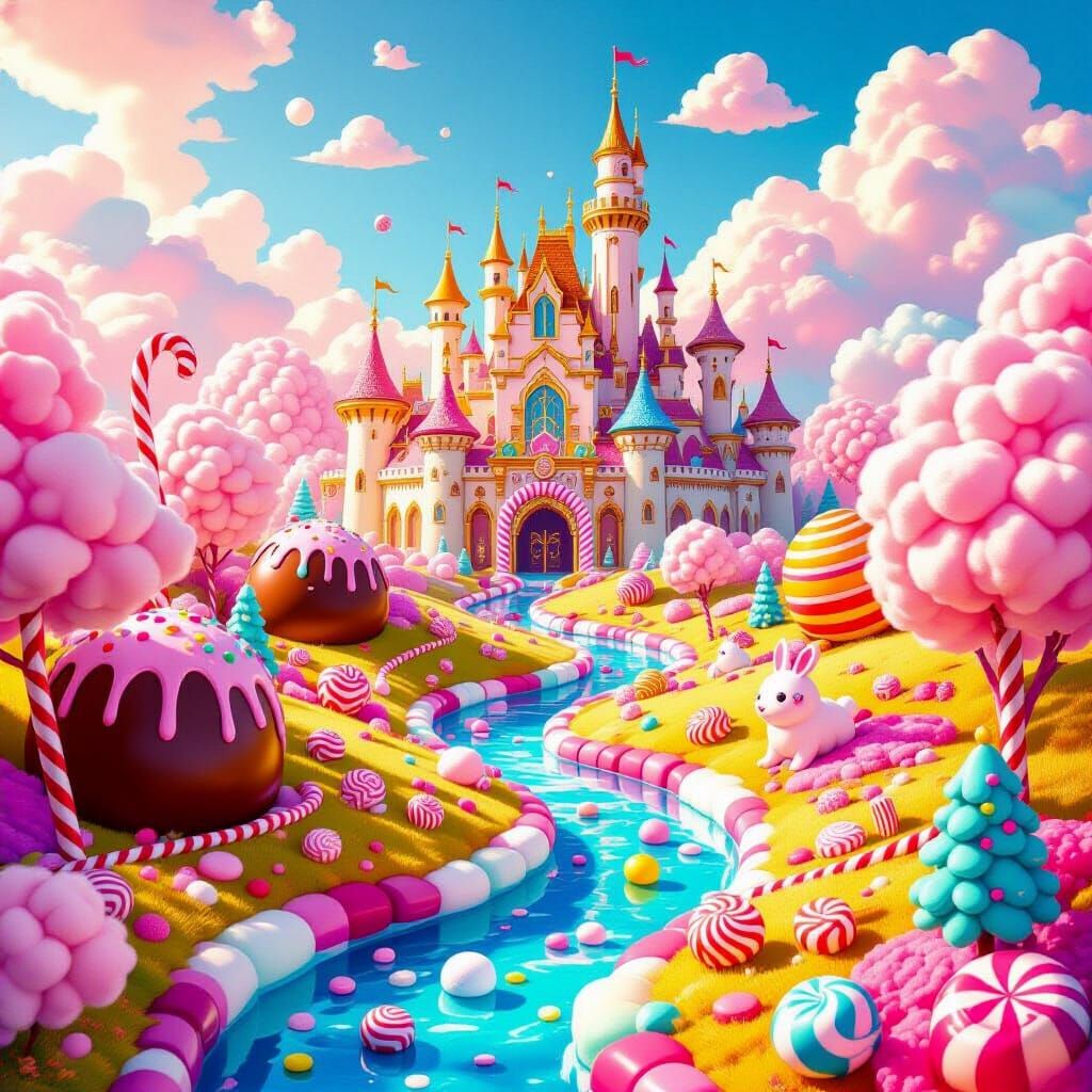 Fantastical Candy Realm with Sugary Palace