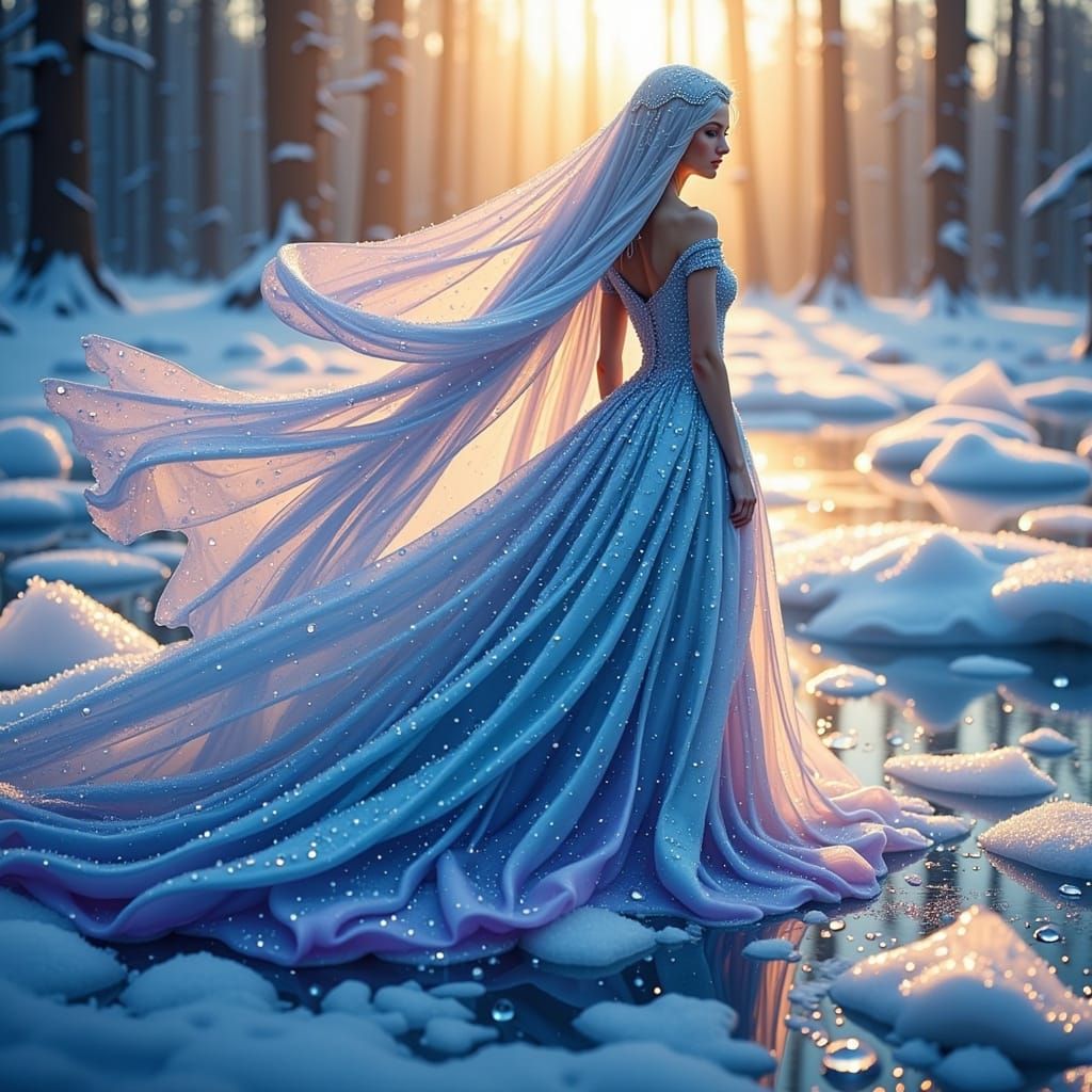 Regal Princess of the North Pole in Ethereal Gown