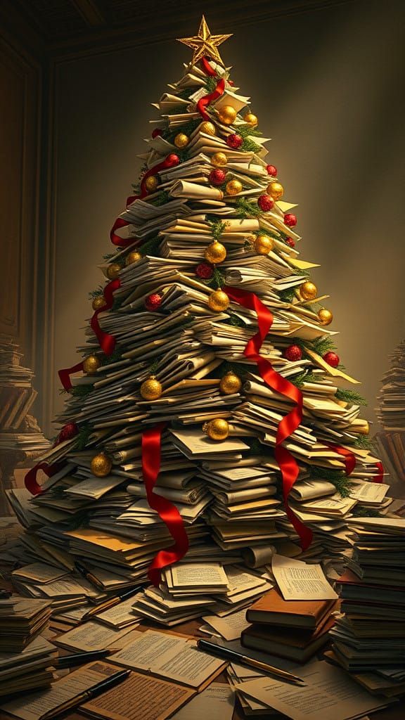 Majestic Christmas Tree of Intricate Legal Papers