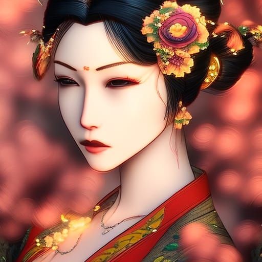 Ethereal Japanese Beauty in Hyperrealistic HDR Portrait