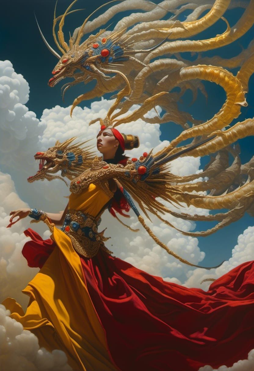 Abstract Alien Portrait in a Fantastic Landscape