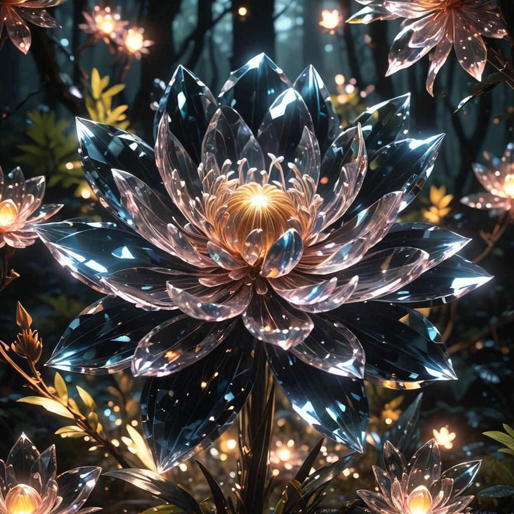 Glowing Crystal Flower in Anime Style