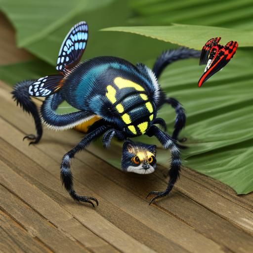 Composite Mutant Animal with Wings and Shark Teeth