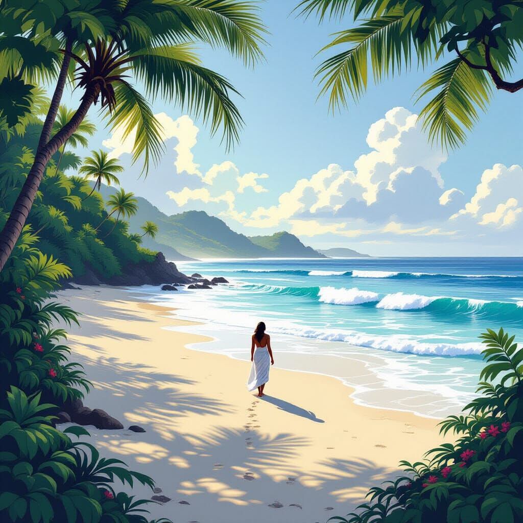 Ethereal Beach Scene in Romantic Style