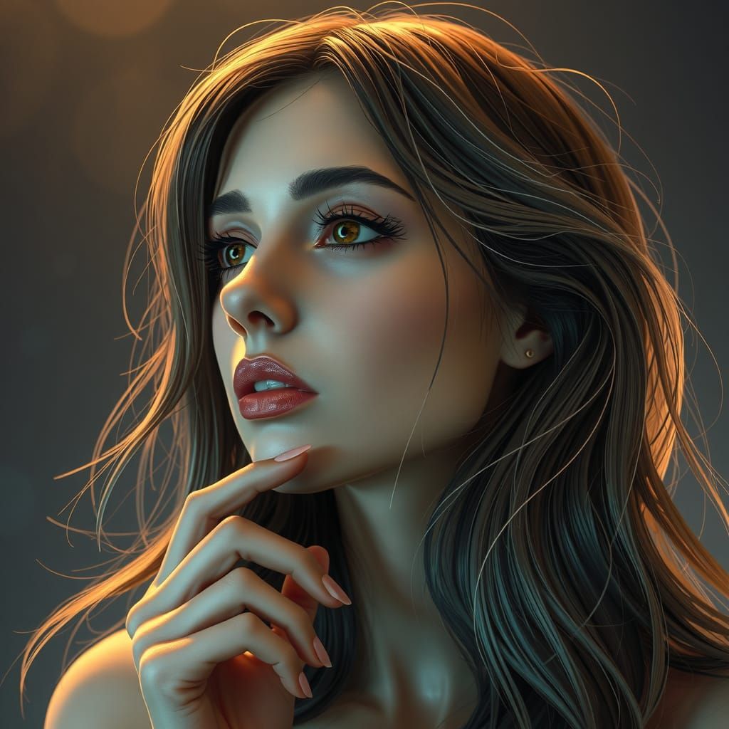 Mystical Woman in Retro-Futuristic Digital Painting