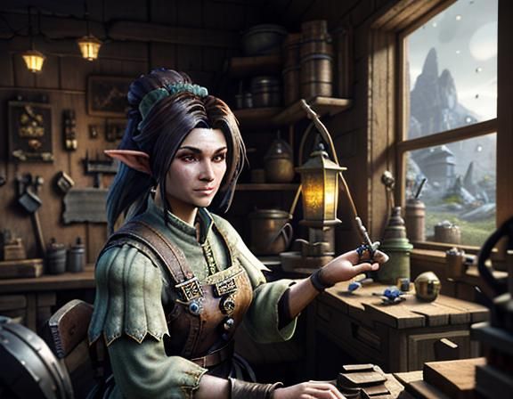 Gnome Repairs Automaton: 3D Game Cinematic Art